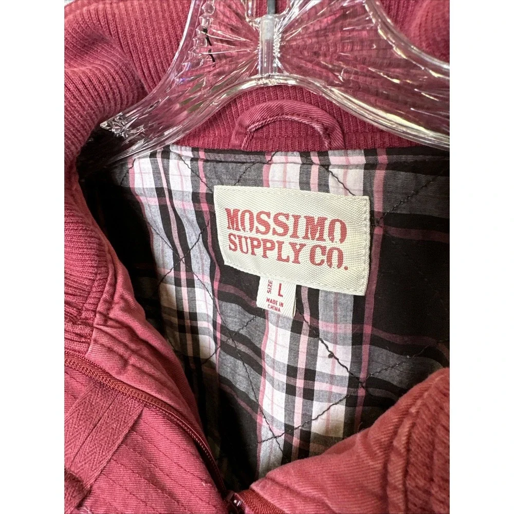 Vintage Mossimo Canvas Jacket Womens Large Button Zip Plaid Lined Y2K Red 2001